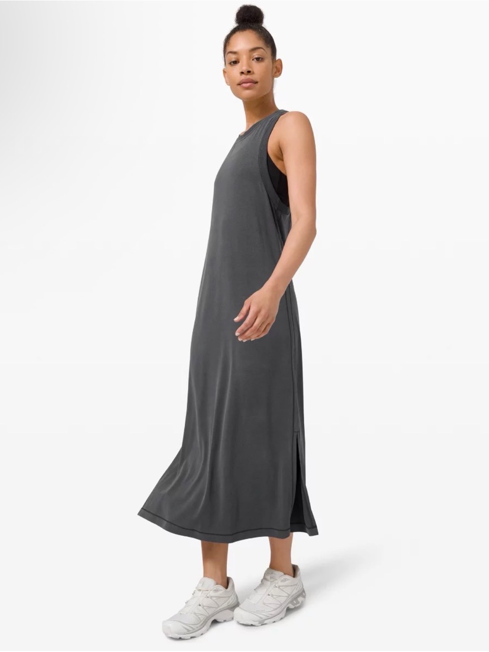 Lululemon Ease of It All Dress Graphite Grey Size 8 Modal Midi